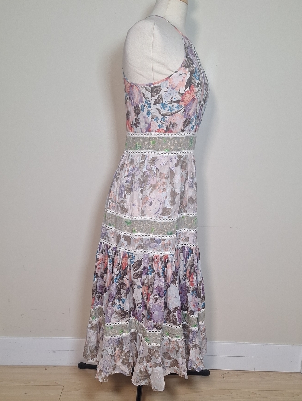Rebecca Taylor Print Mix Midi Dress in Print Mix Combo Size 4 - Picture 6 of 11
